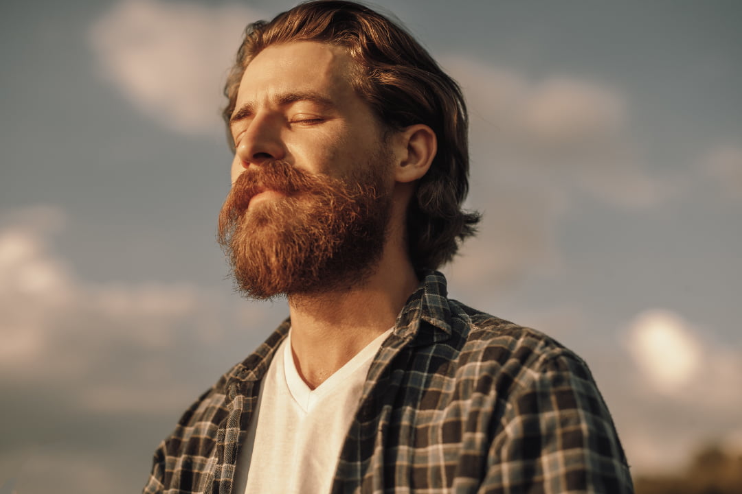 man enjoying the sunlight